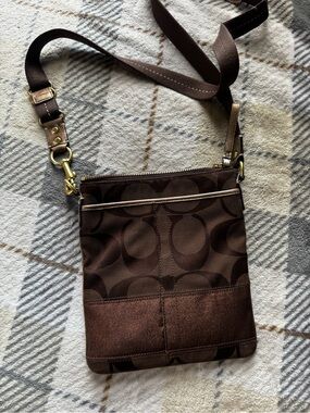 Coach Dark Brown Signature Crossbody Messenger